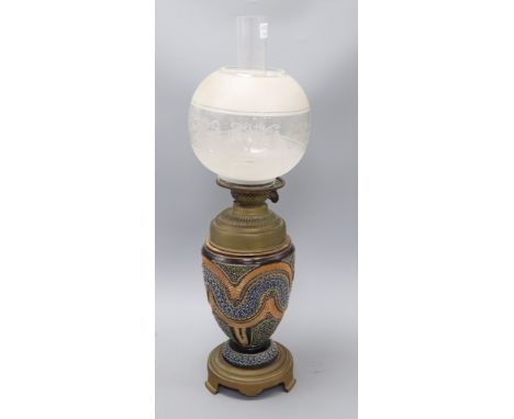 A Royal Doulton Lambeth oil lamp