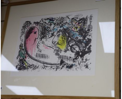 Marc Chagall (1887-1985) - lithograph, Reverie, 1969, Goldmark Gallery label verso 34 x 45cm