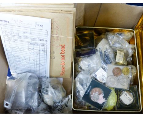   A collection of First Day Covers and 20th century UK coins, etc.