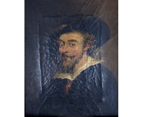   After Rembrandt, oil on canvas, Portrait of a gentleman, 19 x 15cm
