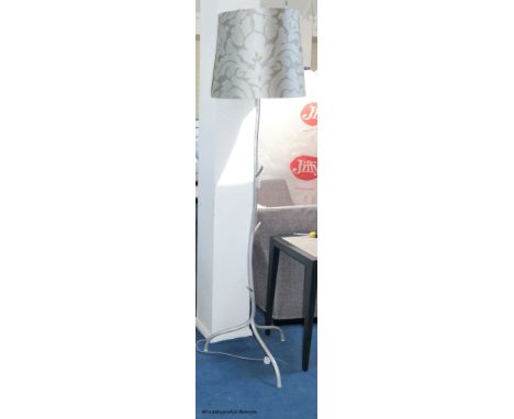   A contemporary silver painted iron standard lamp, 175 cm high including shadeProvenance - a country estate near Rye, Sussex