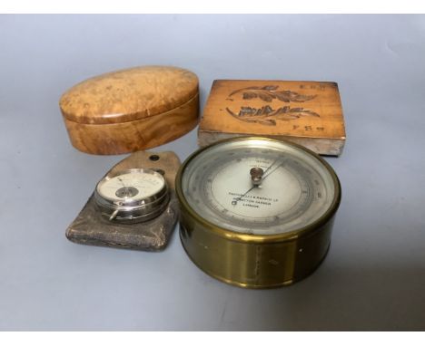  Pastorelli &amp; Rapkin compensated barometer, model number 6557, a Peto &amp; Radford voltometer, treen mould and an amboy