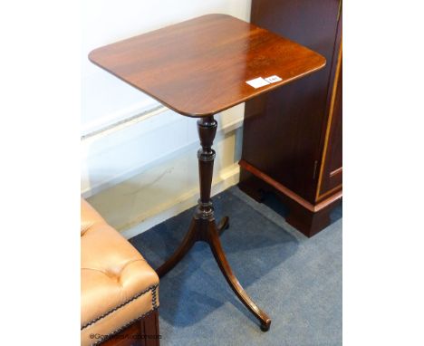   A Regency style mahogany tripod wine table, 42.5 cm wide, 38.5 cm deep, 72.5 cm high, stamped 9007Provenance - a country es