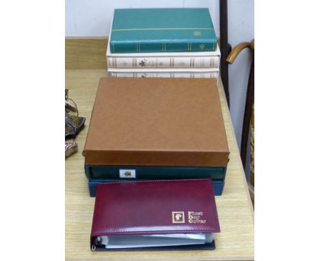  Four Stanley Gibbons Charles and Diana Royal Wedding commemorative stamps albums, three other albums, First Day covers, etc