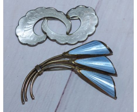 A Palle 925 enamel spray brooch; a similar brooch