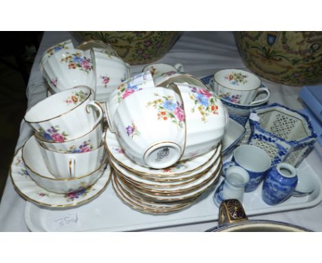 A Royal Worcester "Roanoke" part tea service with gilt edging and floral decoration, 39 pieces approx