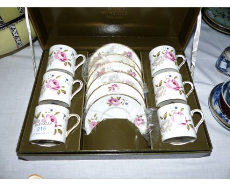 A Royal Worcester boxed set of 6 "Marissa" coffee cups and saucers