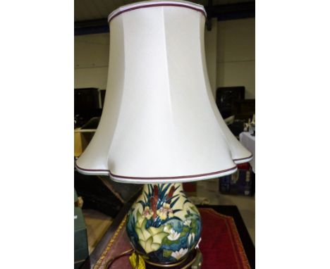 A Moorcroft Lamia baluster table lamp with shade, height of lamp 10"