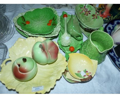 A selection of Carltonware and other green leaf dishes