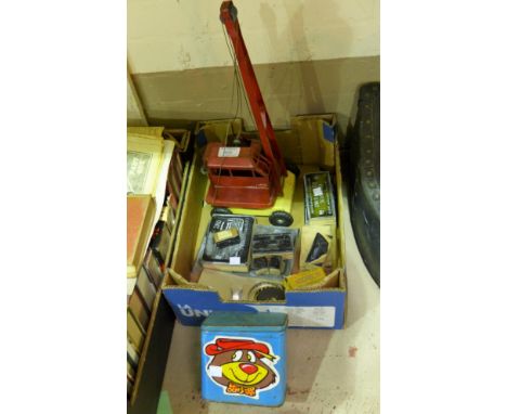A 1960's Tri-ang model of a crane: "K & L Steel Founders"; a collection of printing blocks; "Kodaplay" cine films; etc.