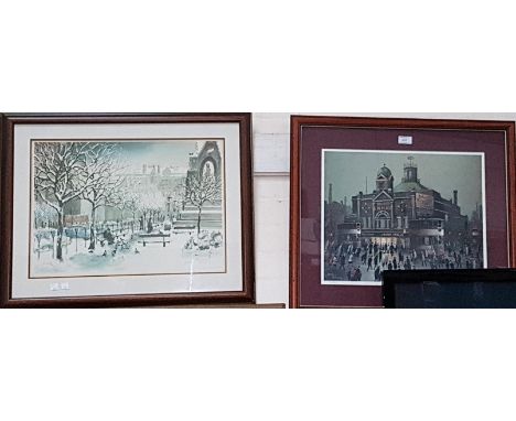 Arthur Delaney:  a limited edition colour print of the Ardwick Empire; 2 others by the same artist; a print of Albert Square,