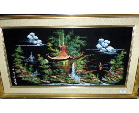 A mixed media picture on velvet, decorated using syringes, gilt framed; Richard E Williams: artist signed limited edition pri