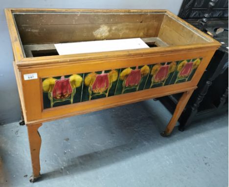 Early 20th century wash stand, now converted to a plant stand, with Art Nouveau tiled decoration. (B.P. 21% + VAT)