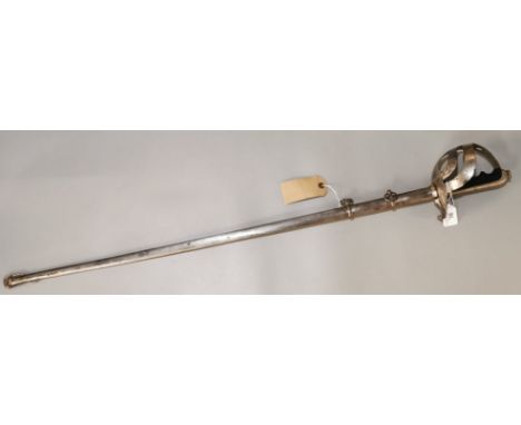 20th century Italian Army Officer's sword, having foliate etched single edged fullered blade, 84cm long approx. with three ba