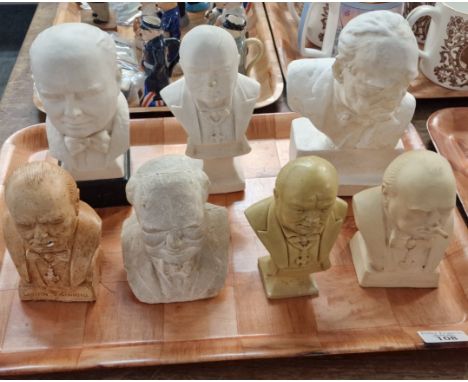 Collection of seven composition and plastic busts of Winston Churchill. (B.P. 21% + VAT)