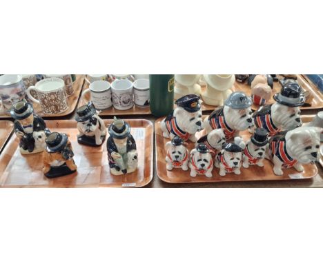 Collection of Manor Collectables Staffordshire British Bulldogs ,each smoking a cigar, together with Kevin Francis satirical 