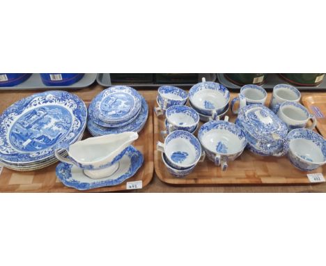 Collection of Spode 'Italian' design blue and white items, to include: cups, saucers, teapot, plates etc. (B.P. 21% + VAT)