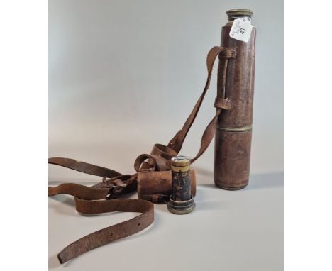 WWI British H.C. Ryland &amp; Son Ltd brass and leather telescope dated 1916. Marked 'TEL. SIG. (MK IV) also G.S'. With Broad