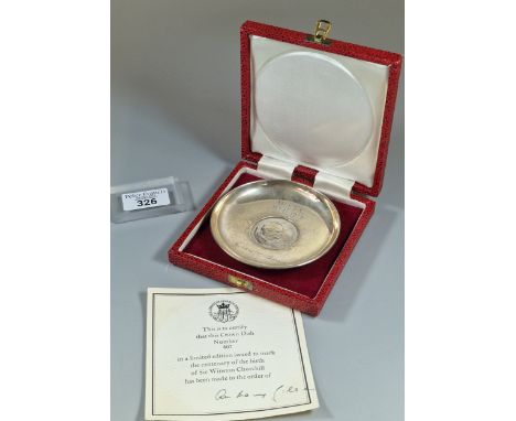 The Library of Imperial history, limited edition silver dish with inset coin, To Mark the Centenary of the Birth of Sir Winst