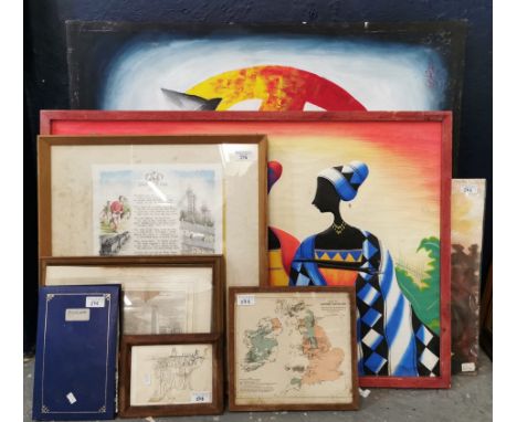 Group of assorted and very varied furnishing pictures of Welsh, African and other origins. (8) (B.P. 21% + VAT)