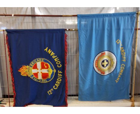 Girls' Brigade 12th Cardiff Company banner, with staff, together with The Girls' Life Brigade 12th Cardiff Company banner wit