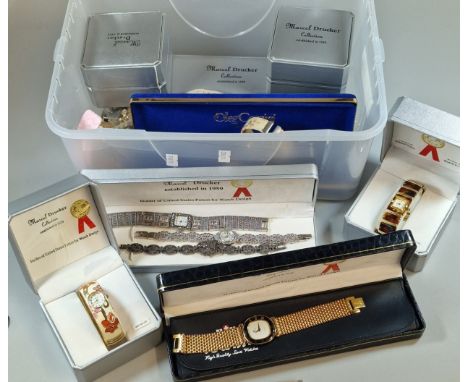 Collection of costume jewellery, mainly by Marcel Drucker to include: watches, some cocktail style, many in original boxes. (