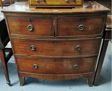 Victorian mahogany bow front chest of two short and two long drawers. 89x449x88cm approx. (B.P. 21% + VAT)