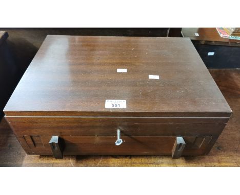 Art Deco mahogany cased canteen of silver plated cutlery. (B.P. 21% + VAT)
