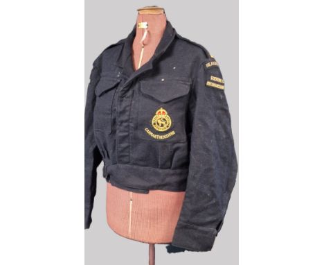 1952 Dated Civil Defence men's battledress blouse (size 7), with Carmarthenshire, Headquarters, Scientific &amp; Reconnaissan