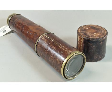 WWI British R&amp;J Beck Ltd brass and leather telescope dated 1915. Marked 'TEL SIG (MK IV) also G.S. LONDON 1915', 'No 4511