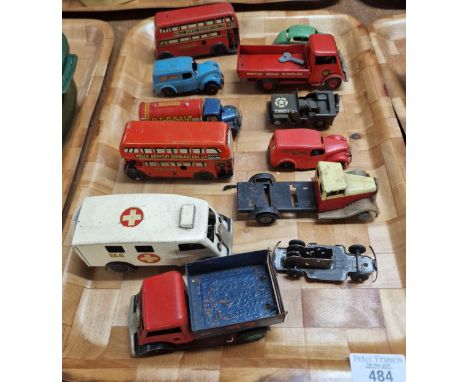 Collection of tin plate vehicles to include: Minic ambulance, double decker bus, British Road Services truck etc. (B.P. 21% +