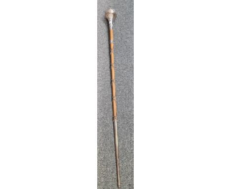 Mid 20th century "4th (Carms) Batallion The Welch Reg" Drum Major's Mace. Silver plated. Inscribed "Presented by Colonel Sir 