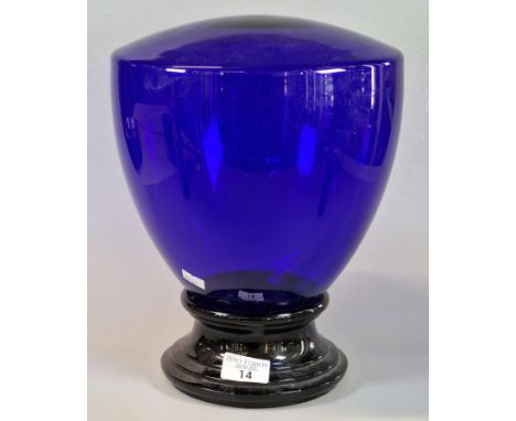 Cobalt blue glass vase/jar on socle base. (B.P. 21% + VAT)