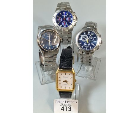 Four modern wristwatches to include: Accurist, Sekonda and Citizen bracelet watches and a Sekonda rectangular faced watch on 