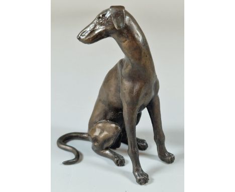 Good quality bronze study modelled as a seated Whippet Dog. 19cm high approx. (B.P. 21% + VAT)