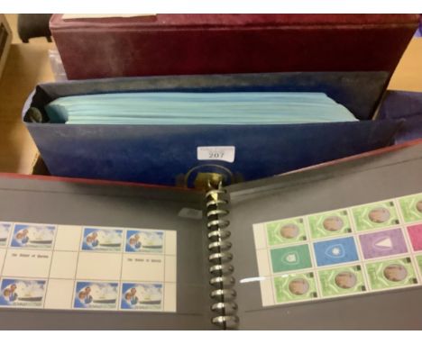 Box of various omnibus issues in albums and two small box files including 1977 Jubilee, 1978 Olympics sheets etc. Mixture of 
