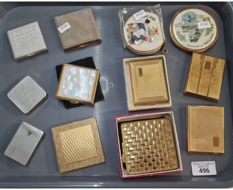 Collection of Stratton and other vintage and Art Deco compacts, varying designs, including: mother of pearl, engine turned, S