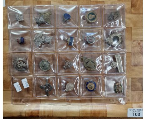 Collection of nineteen (19) brooches and badges to include: War Services badge (B306260), Army Service, On War Service (1914 