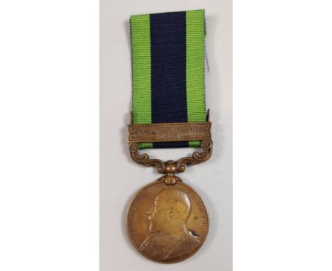 India General Service Medal (1908-35) with "North West Frontier 1908" clasp. Both in bronze. Named around the rim (unclear). 