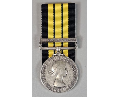 African General Service Medal (QEII), with Kenya clasp (9967 CONST. JACOB O. OLUOCH), mounted on board. (B.P. 21% + VAT)