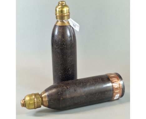 Two Boer War period 15 pdr artillery shell. (2). Height (including fuses): 29cm approx. Diameter: 7.5cm approx. (B.P. 21% + V