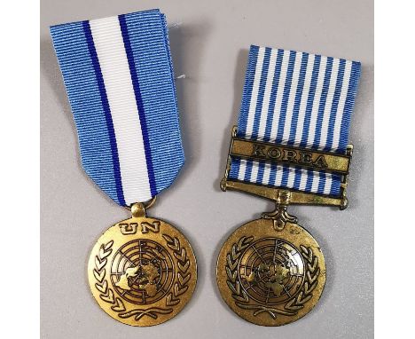Two medals to include, United Nations (U.N.) Korea Medal (un-names) and United Nations Medal (1951) with no clasp, marked 'In