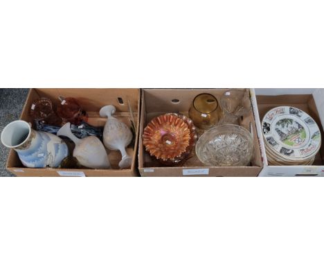 Collection of Colliery collectors' plates, together with two boxes of assorted glassware; vases, bowls etc. (3) (B.P. 21% + V