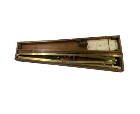 A late 19th century surveyors pantograph by Gargary of Birmingham, in original fitted wooden case in brass, with fitted instr