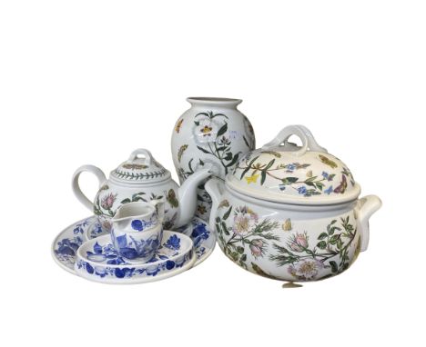 Collection of Large Portmeirion Pieces to include 3 Botanical pieces and four Blue and white pieces (7)a large tureen, vase, 