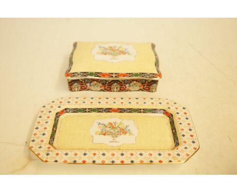 Wedgwood harlequin jewel trinket box & tray