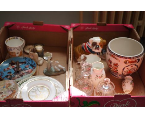 2x Boxes of glass & ceramics to include Nao 
