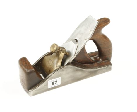 A NORRIS No 12 handled smoother with rosewood infill and handle. Incorrect replaced late model 2 1/8" iron G+ 