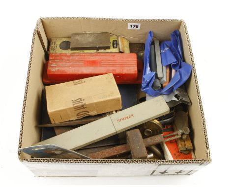 Five oilstones, slipstones and other tools G