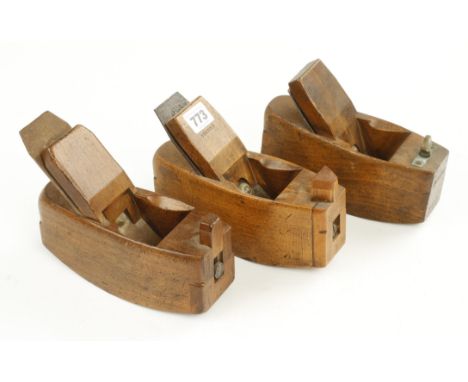 Three adjustable beech compass planes by GRIFFITHS of different designs G 